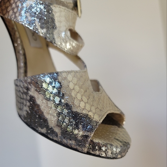 Jimmy Choo Beige Glitter Strappy Sandals size 37 - Picture 13 of 13